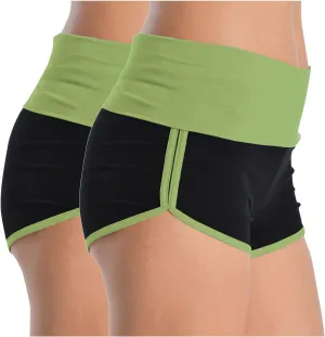 2 Pack Women's Athletic Shorts High Waisted Running Workout Short Pants Tummy Control Quick Dry Gym Shorts for Yoga