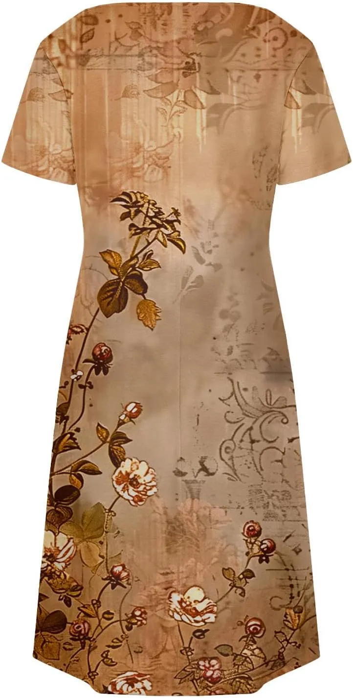 2025 Beach Dresses for Women Short Sleeve V Neck Summer Shirt Dress Loose Fit Casual Sundress