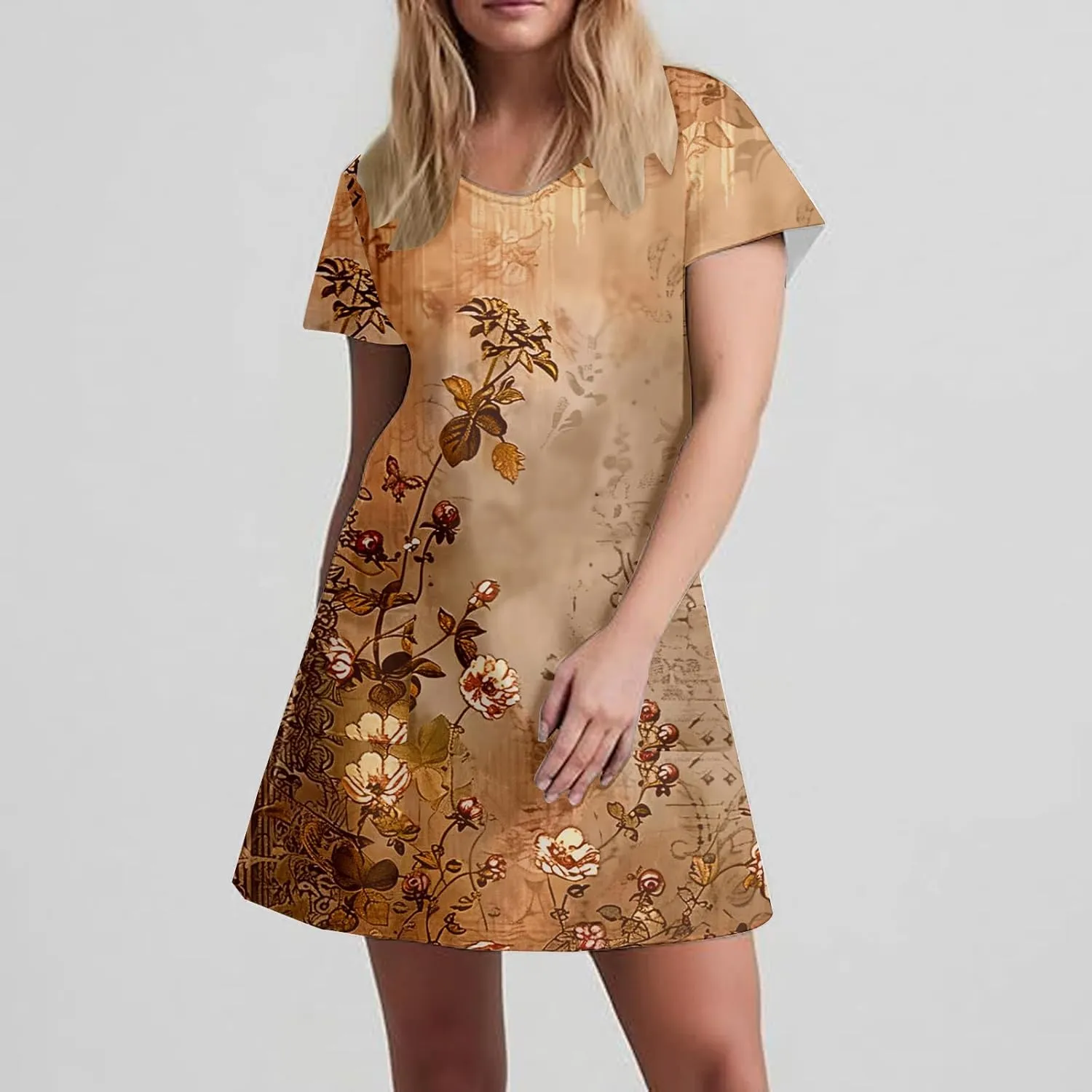 2025 Beach Dresses for Women Short Sleeve V Neck Summer Shirt Dress Loose Fit Casual Sundress