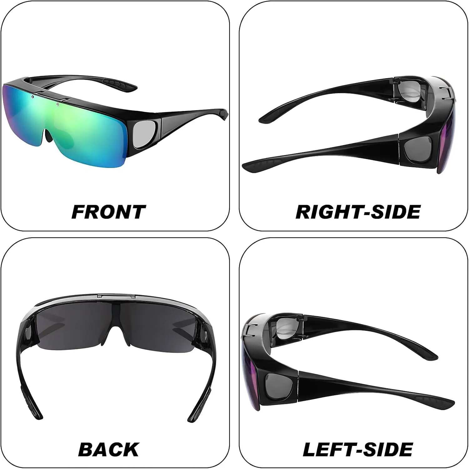 3 Pieces TAC Flip Glasses Sports Flipping Sunglasses Cover-ups Sunglasses