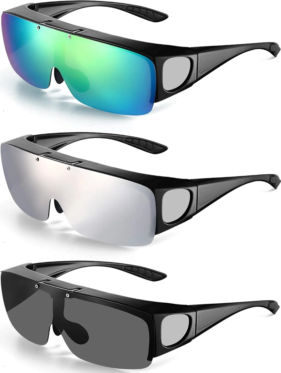 3 Pieces TAC Flip Glasses Sports Flipping Sunglasses Cover-ups Sunglasses