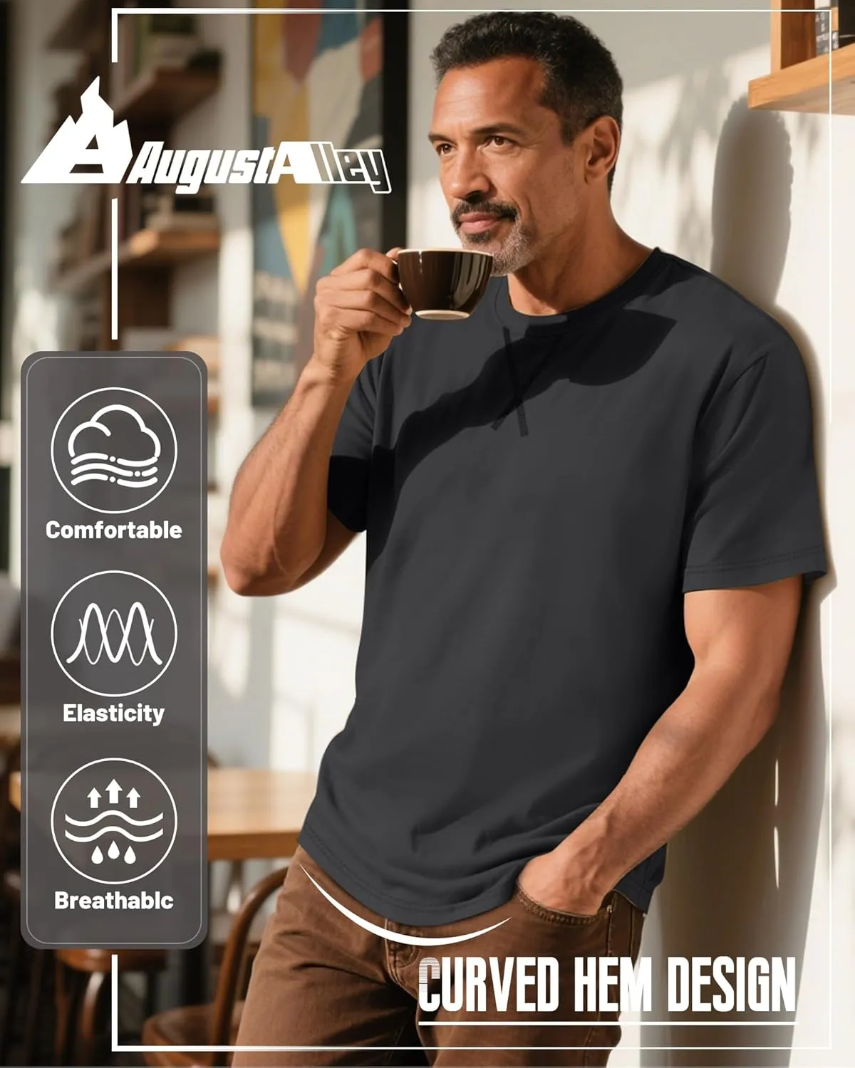 4 Pack Men's Big and Tall T-Shirts L-5XL Oversized Cotton Short Sleeve Crewneck Plus Size Tee Summer Hipster Top