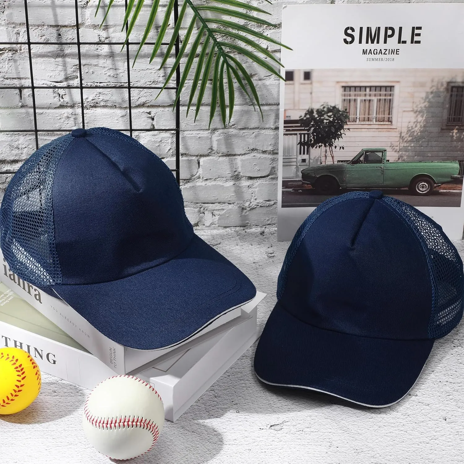 50 Pcs Blank Trucker Hats Bulk Unisex Sublimation Hat Baseball Cap Trucker Cap with Adjustable Snapback for Men Women