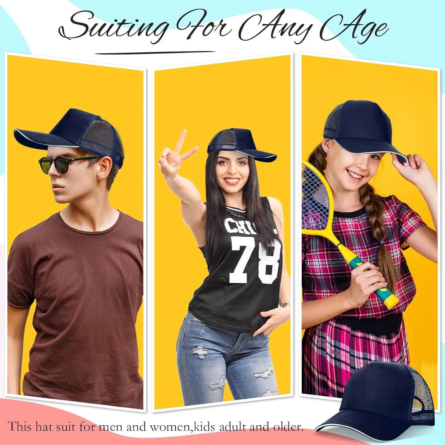 50 Pcs Blank Trucker Hats Bulk Unisex Sublimation Hat Baseball Cap Trucker Cap with Adjustable Snapback for Men Women