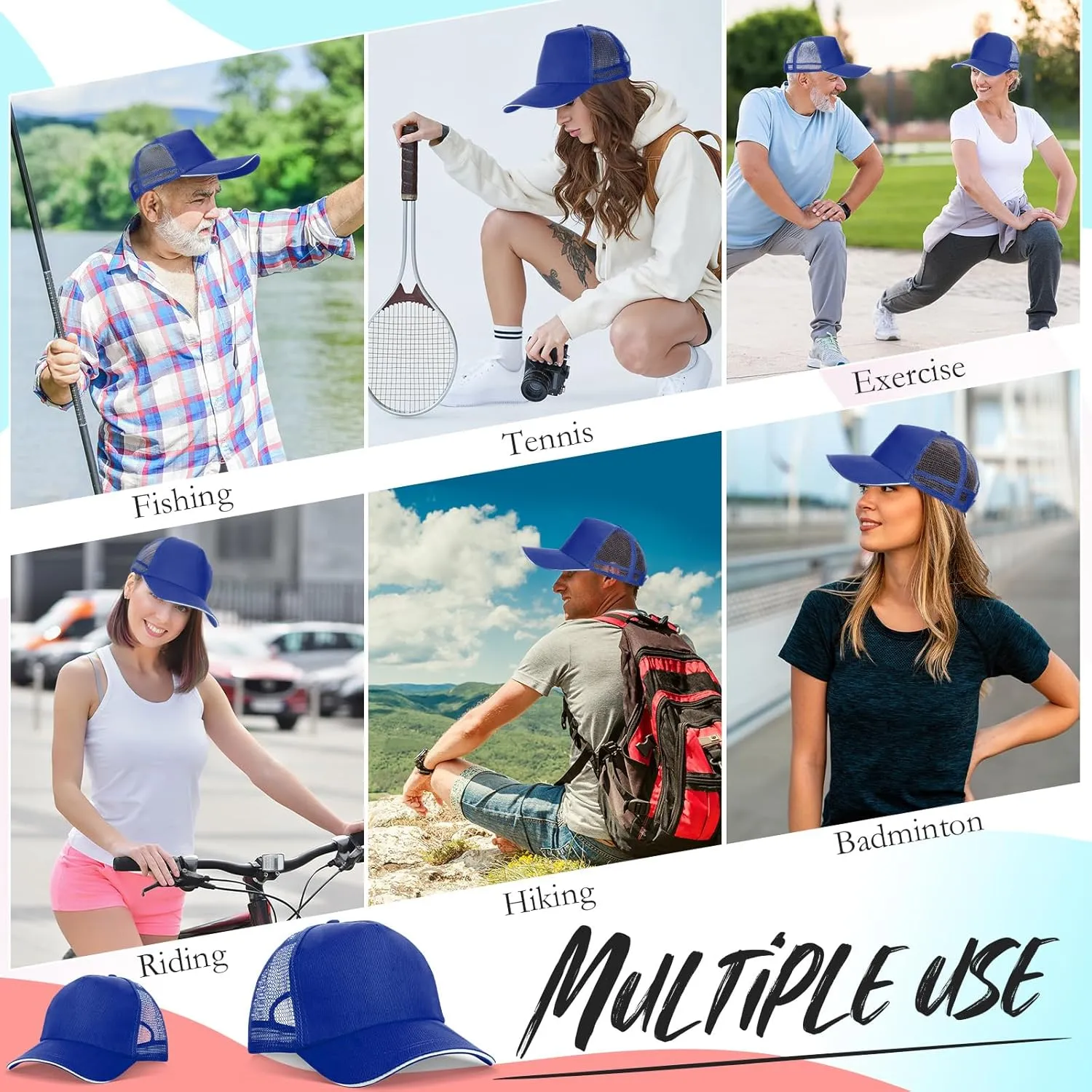 50 Pcs Blank Trucker Hats Bulk Unisex Sublimation Hat Baseball Cap Trucker Cap with Adjustable Snapback for Men Women
