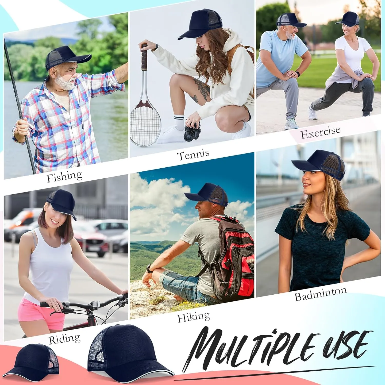 50 Pcs Blank Trucker Hats Bulk Unisex Sublimation Hat Baseball Cap Trucker Cap with Adjustable Snapback for Men Women
