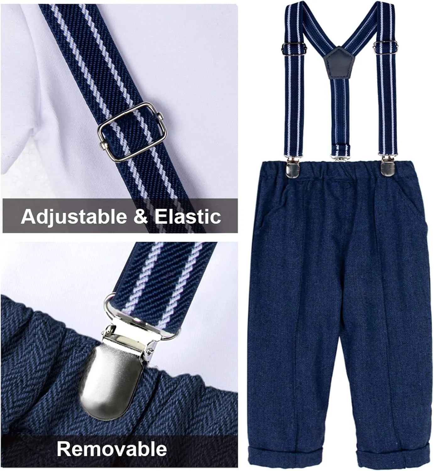 A&J DESIGN 5pcs Baby Boys Suit, 12 Months - 3T, Shirt & Pants & Vest & Hat & Bow Tie