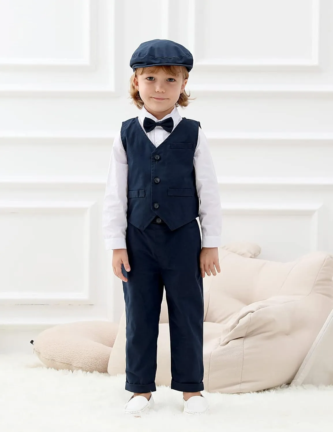 A&J DESIGN Baby Boys Formal Outfit Toddler Wedding Dress Clothes Kids Gentleman Suit Pants Set with Suspender