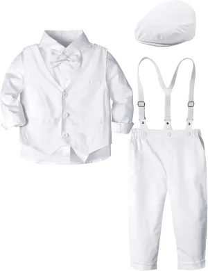 A&J DESIGN Baby Boys Formal Outfit Toddler Wedding Dress Clothes Kids Gentleman Suit Pants Set with Suspender
