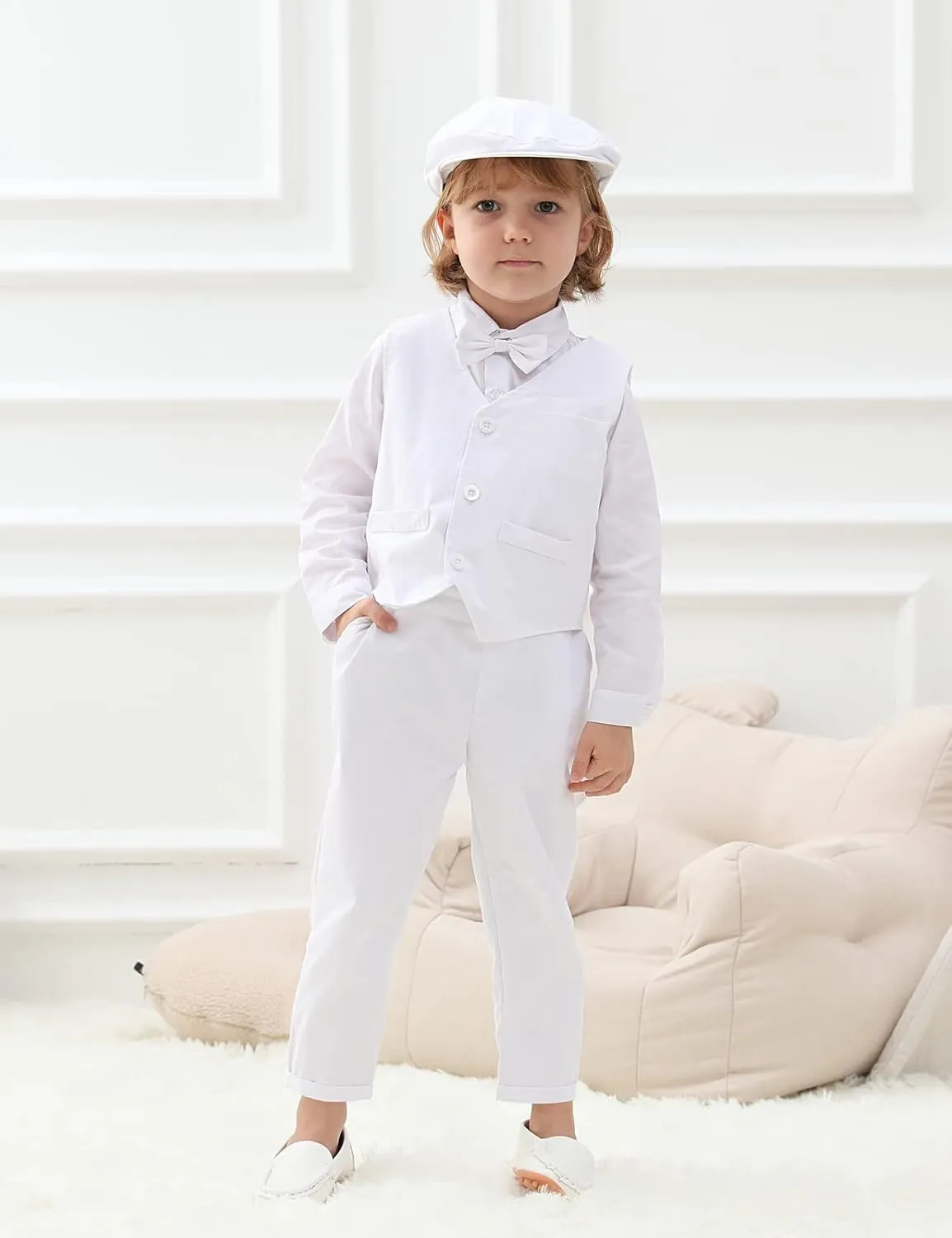 A&J DESIGN Baby Boys Formal Outfit Toddler Wedding Dress Clothes Kids Gentleman Suit Pants Set with Suspender