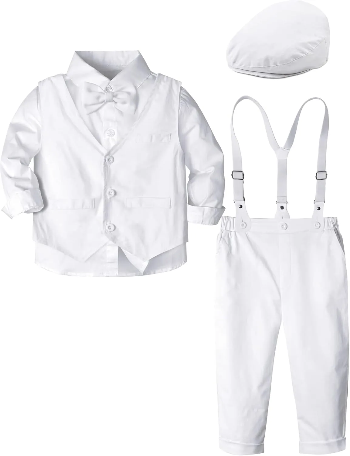 A&J DESIGN Baby Boys Formal Outfit Toddler Wedding Dress Clothes Kids Gentleman Suit Pants Set with Suspender