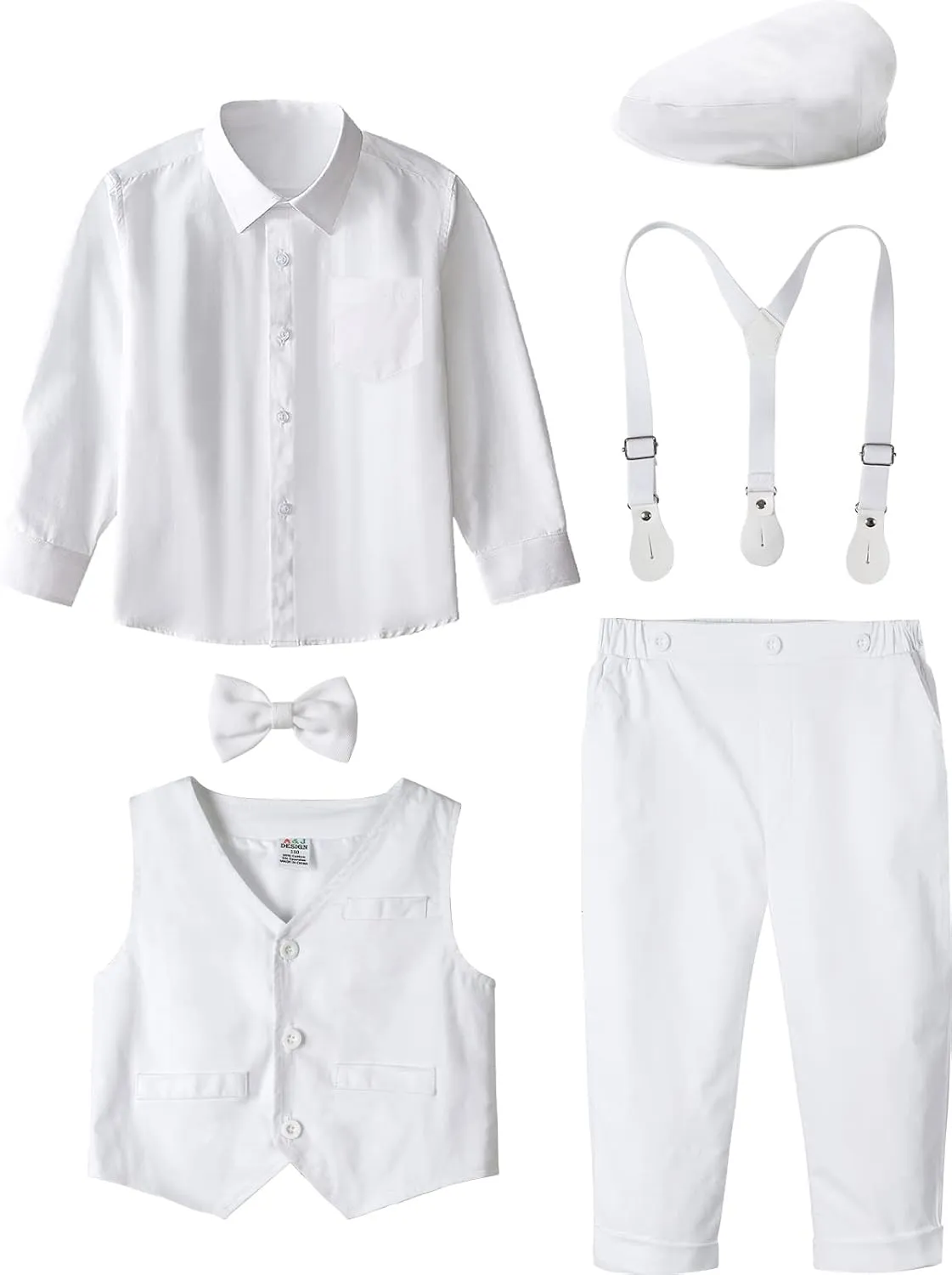 A&J DESIGN Baby Boys Formal Outfit Toddler Wedding Dress Clothes Kids Gentleman Suit Pants Set with Suspender