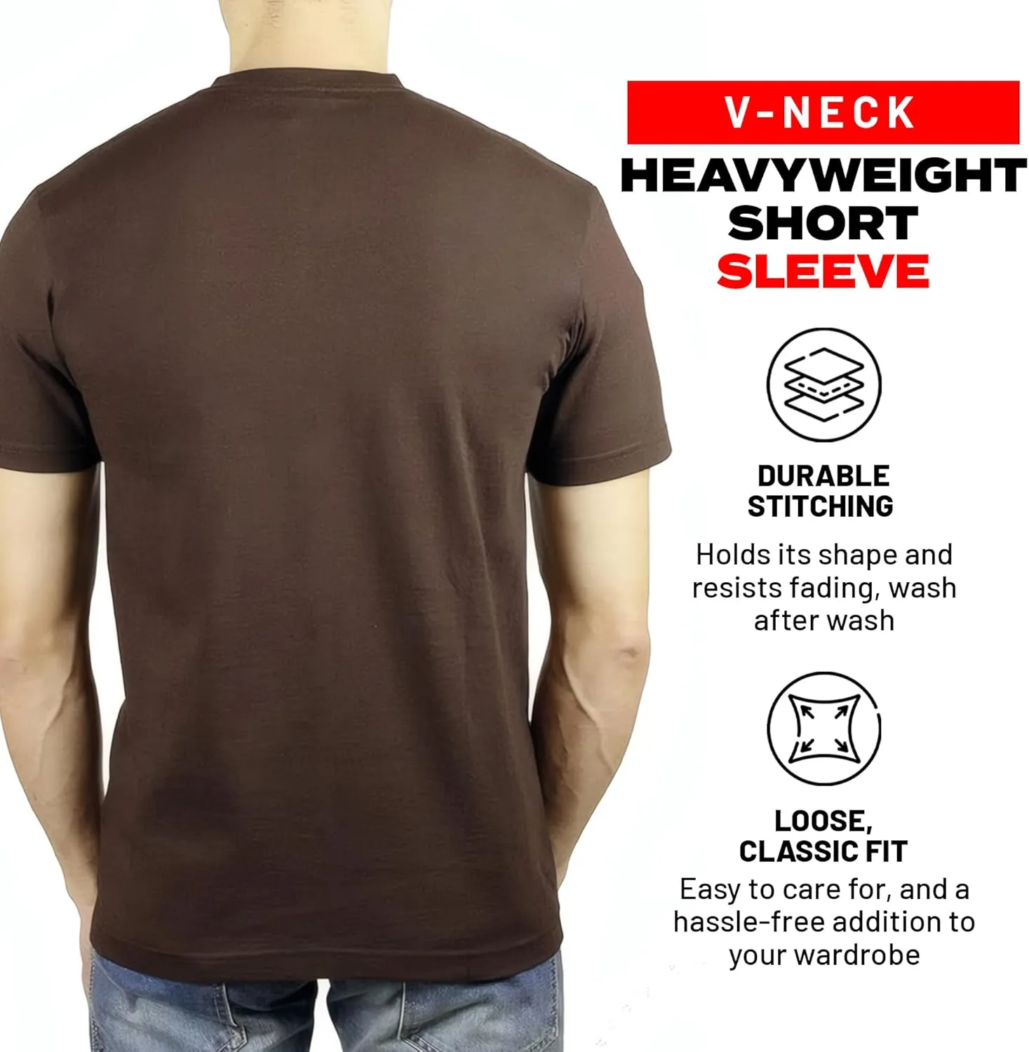 Access Men's V Neck T Shirts, Comfortable, and Stylish Heavyweight Short Sleeve Cotton V Neck T Shirts for Men, 3-Pack