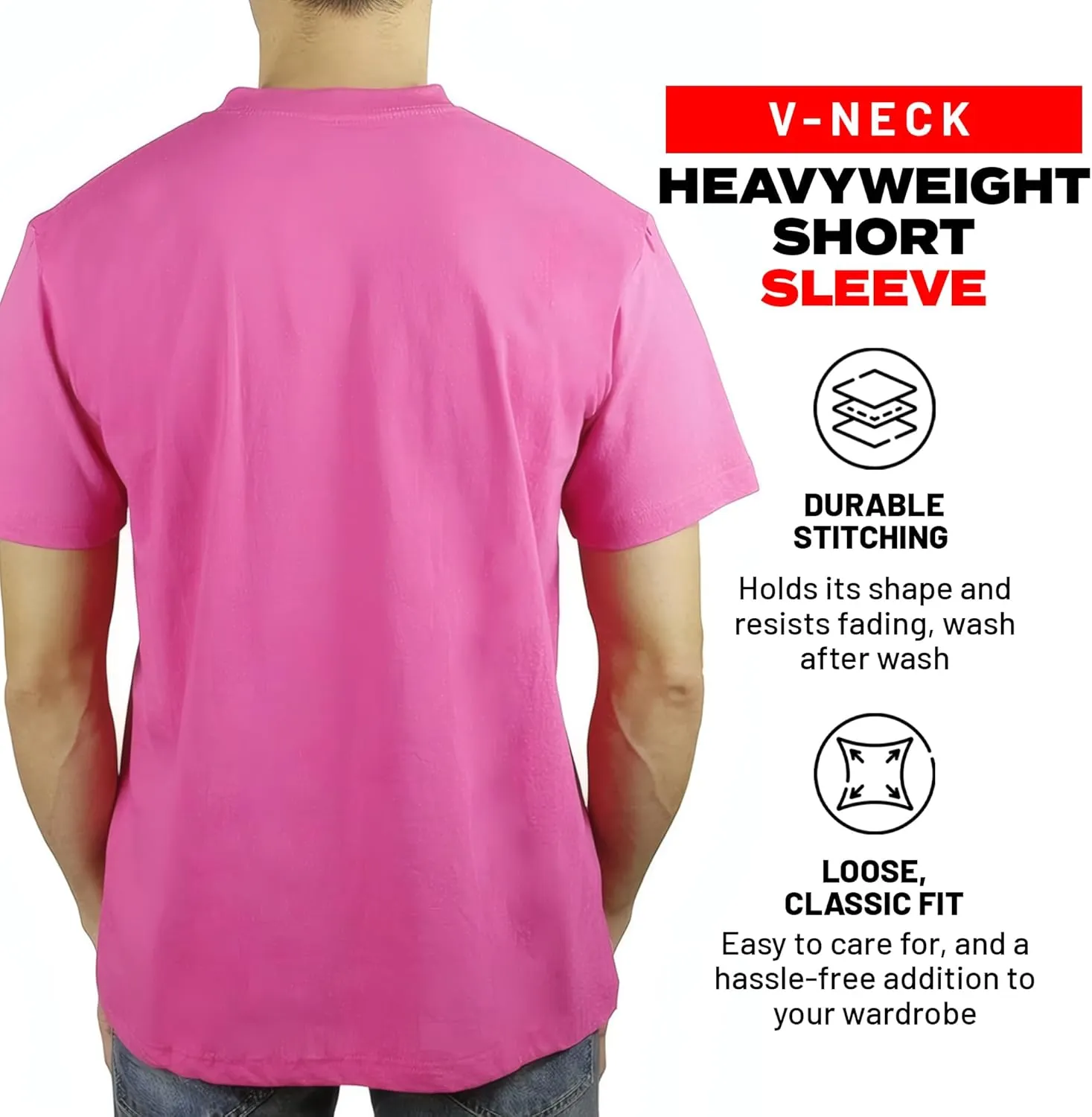 Access Men's V Neck T Shirts, Comfortable, and Stylish Heavyweight Short Sleeve Cotton V Neck T Shirts for Men, 3-Pack