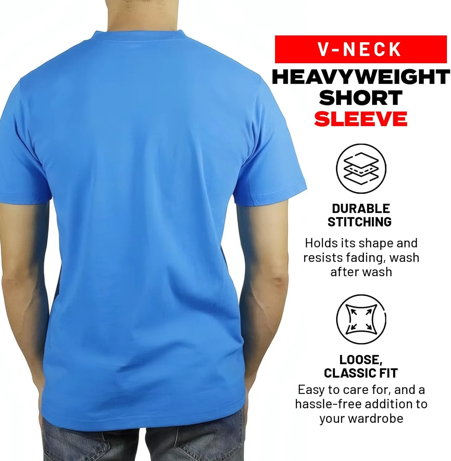 Access Men's V Neck T Shirts, Comfortable, and Stylish Heavyweight Short Sleeve Cotton V Neck T Shirts for Men, 3-Pack