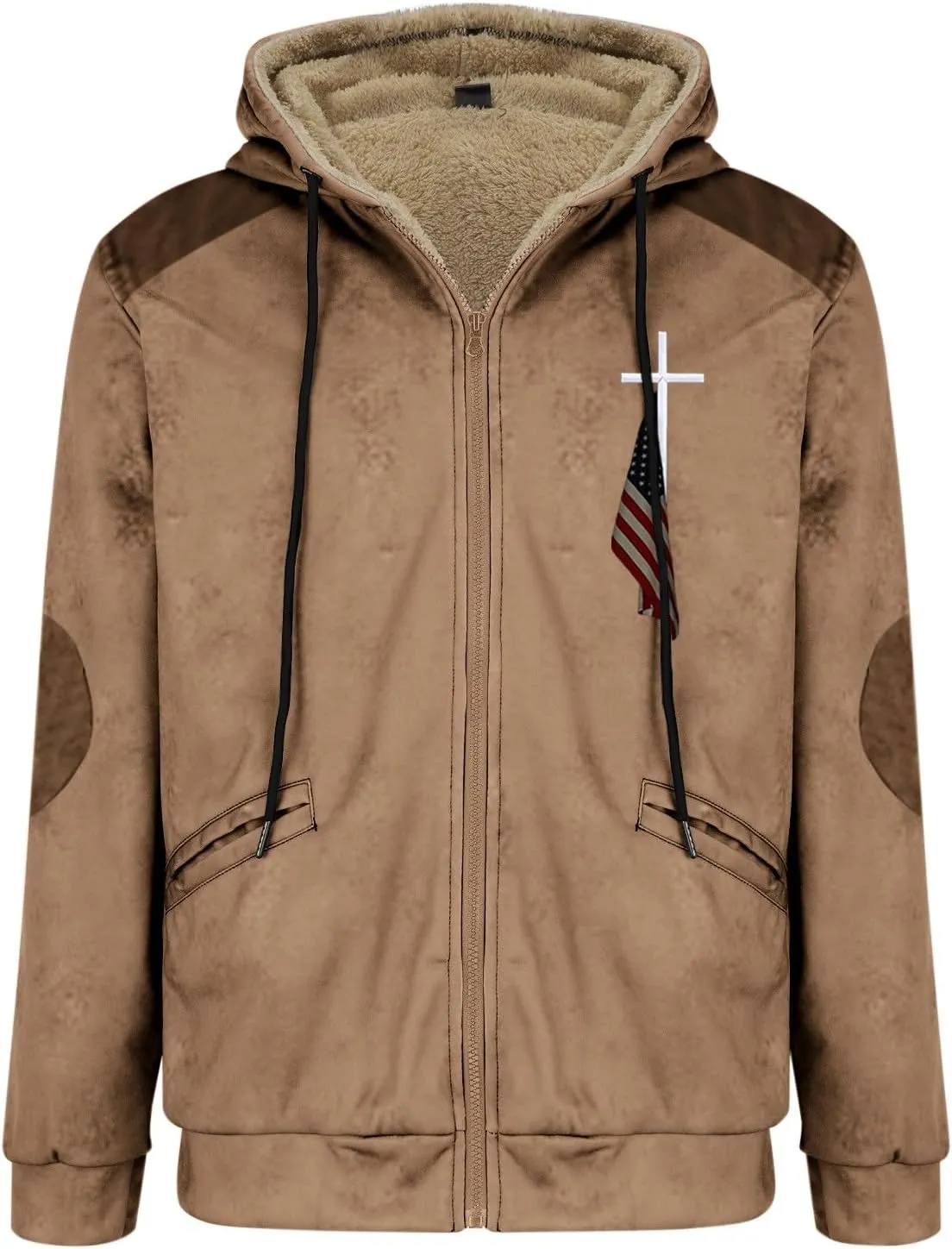 ADJHDFH Men’S Sherpa Lined Two Pocket Hooded Trucker Jacket 5Xl Mens Jacket Full Zip Hoodie Men Sherpa Lined Hoodie For Men