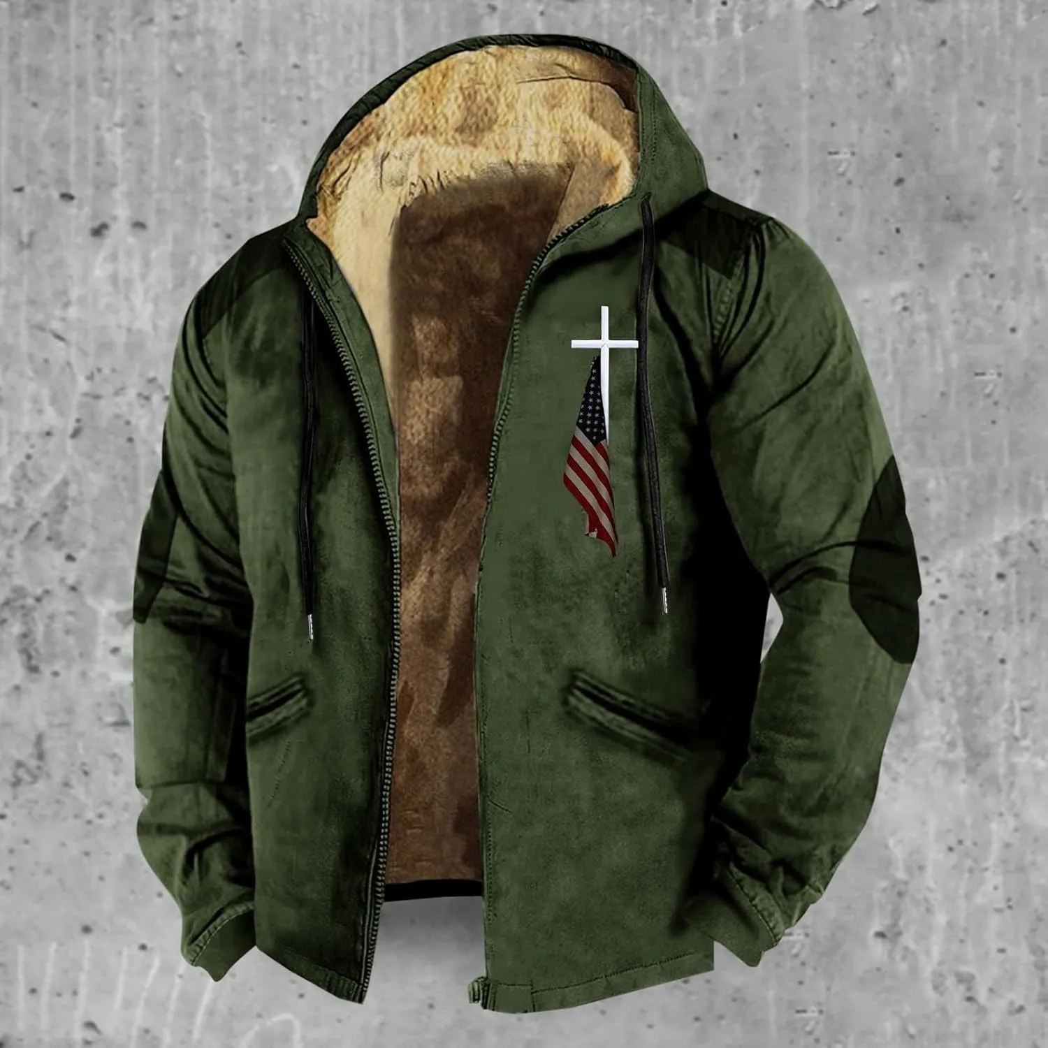 ADJHDFH Men’S Sherpa Lined Two Pocket Hooded Trucker Jacket 5Xl Mens Jacket Full Zip Hoodie Men Sherpa Lined Hoodie For Men