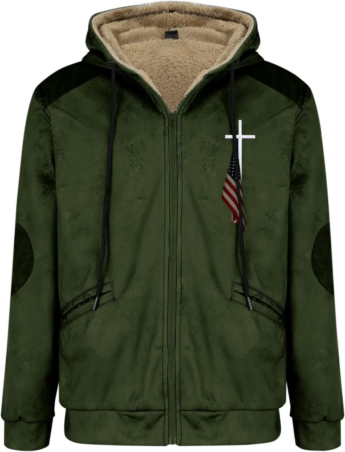 ADJHDFH Men’S Sherpa Lined Two Pocket Hooded Trucker Jacket 5Xl Mens Jacket Full Zip Hoodie Men Sherpa Lined Hoodie For Men