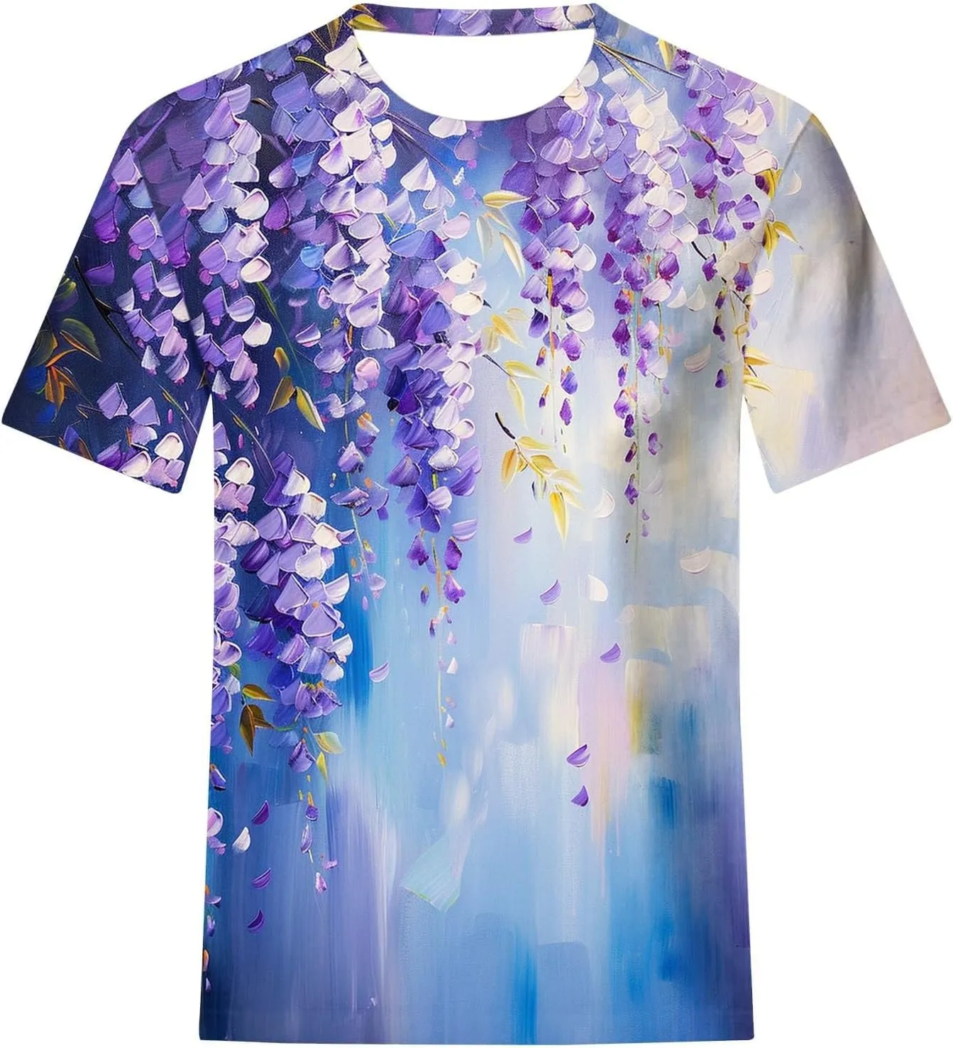 Alzheimers Awareness Shirts Women Summer Floral Print Tops O Neck Short Sleeve Lightweight Breathable Basic Clothing