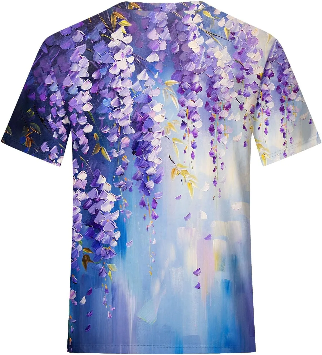 Alzheimers Awareness Shirts Women Summer Floral Print Tops O Neck Short Sleeve Lightweight Breathable Basic Clothing