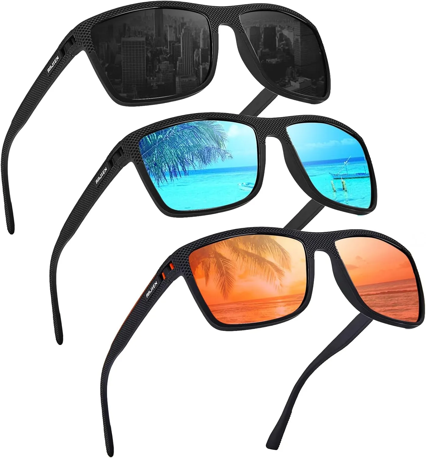 Arjien Square Polarized Sunglasses for Men, Lightweight Mens Sun Glasses with UV400 Protection for Fishing Driving Golf