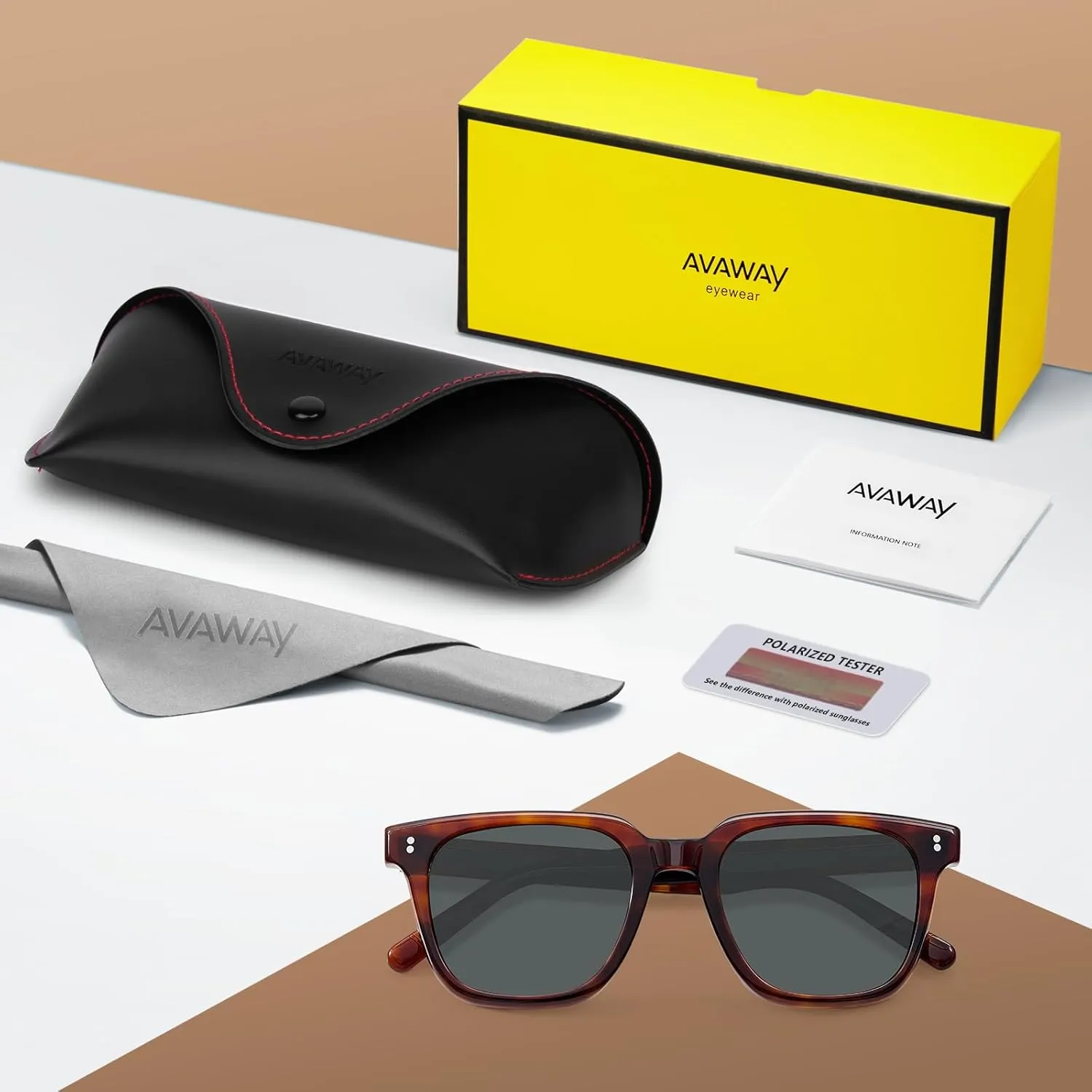 AVAWAY Polarized Sunglasses for Men UV Protection, Square Acetate Frame Outdoor Driving Sun Glasses AV275