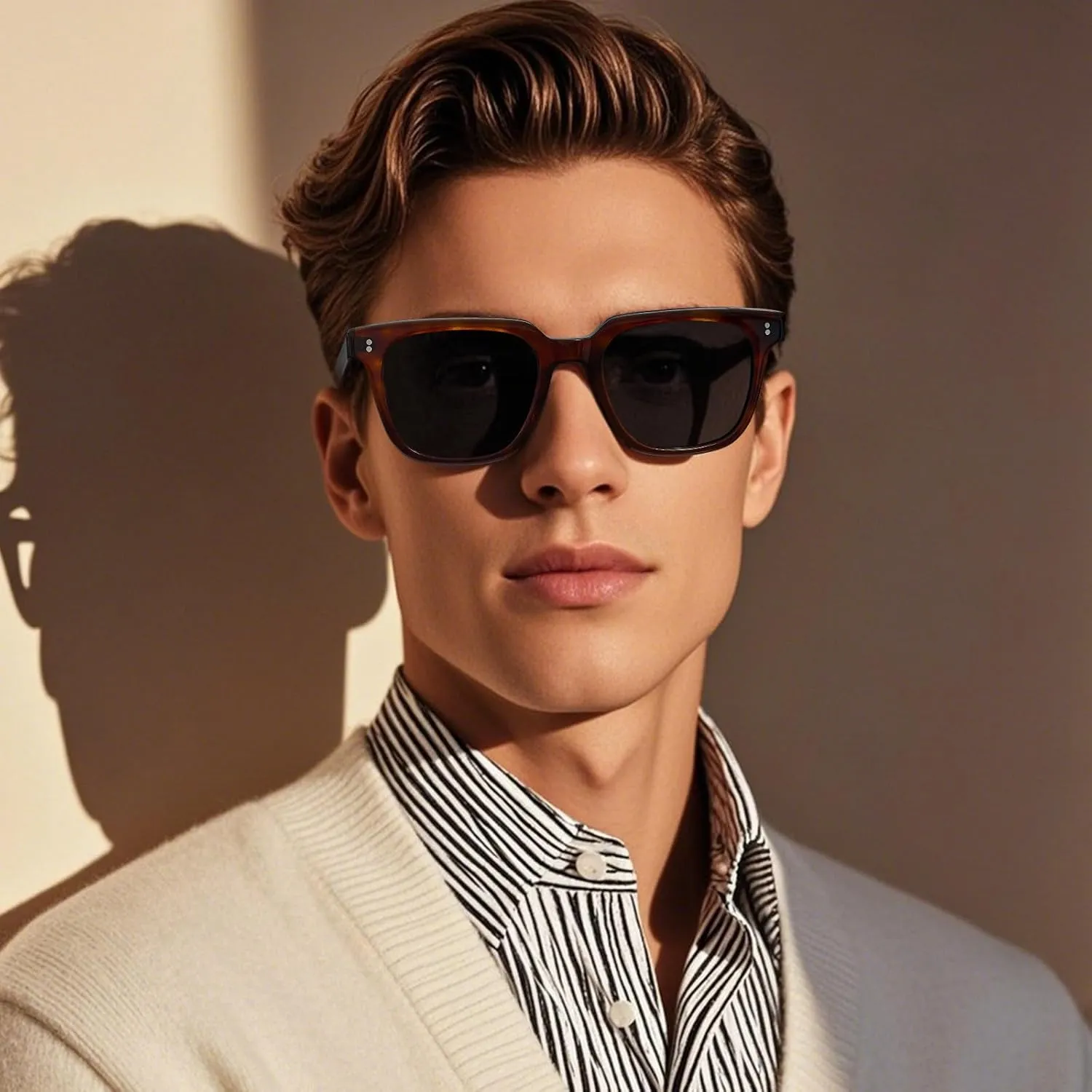 AVAWAY Polarized Sunglasses for Men UV Protection, Square Acetate Frame Outdoor Driving Sun Glasses AV275