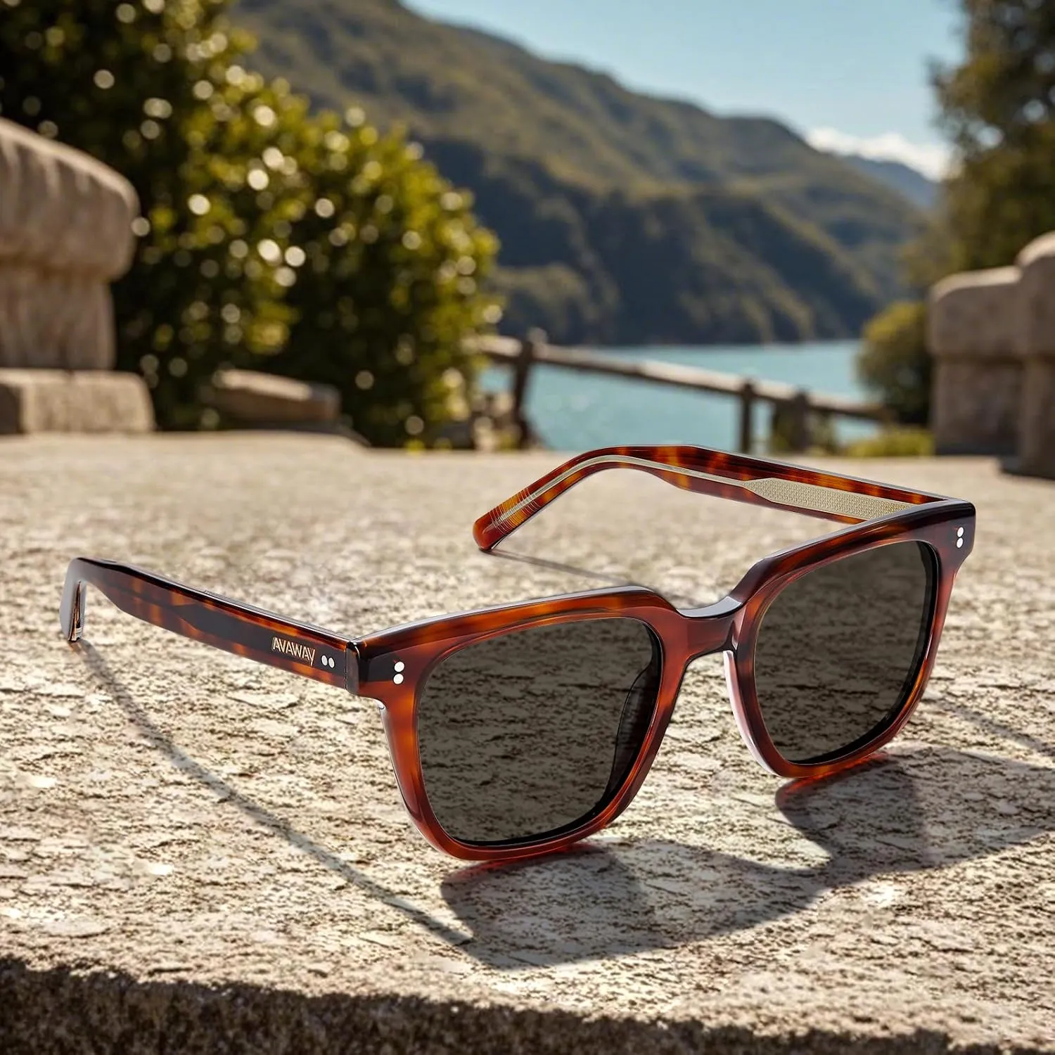 AVAWAY Polarized Sunglasses for Men UV Protection, Square Acetate Frame Outdoor Driving Sun Glasses AV275
