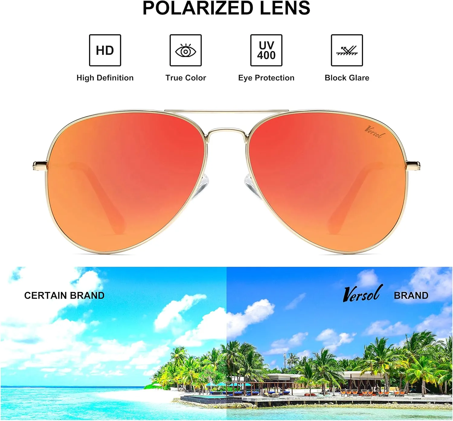 Aviator Sunglasses for Men Women Mirrored Lens UV400 Protection Lightweight Polarized Aviators Sunglasses