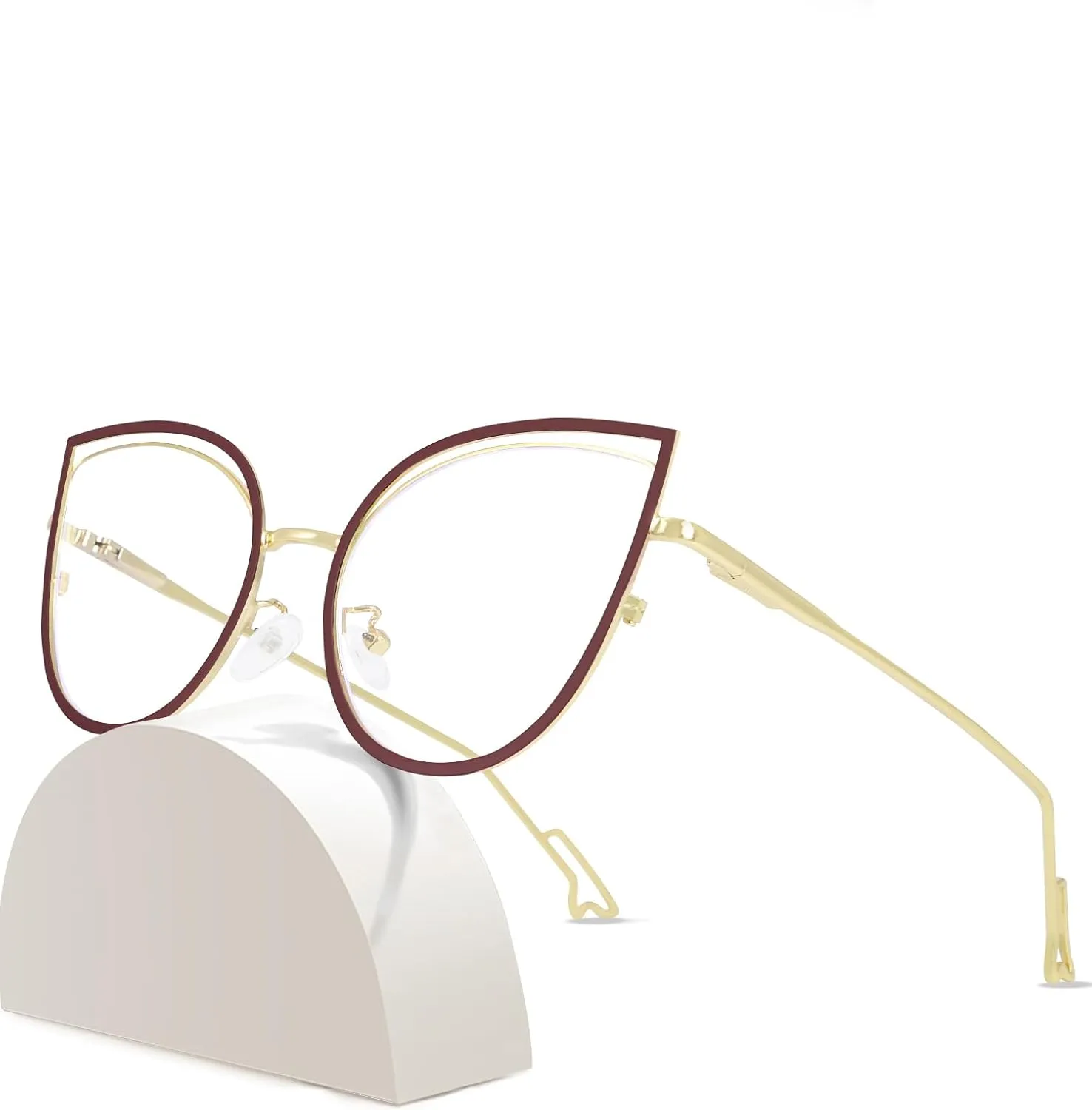 Blue Light Blocking Glasses for Women, Red Blue Brown Gold