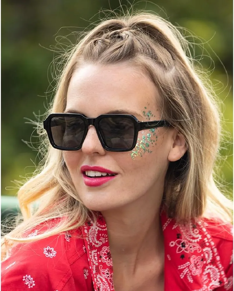 Blue Planet Memphis Square Sunglasses for Women or Men - Unisex Trendy Fashion Frame, Polarized Glasses