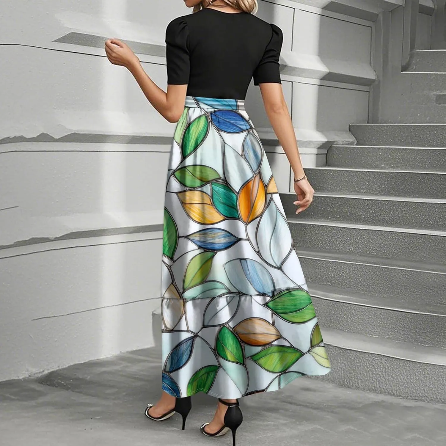 Bohemian Dress for Women 2025 Flowy Floral Print Wrap Maxi Dress Trendy Summer Outfit