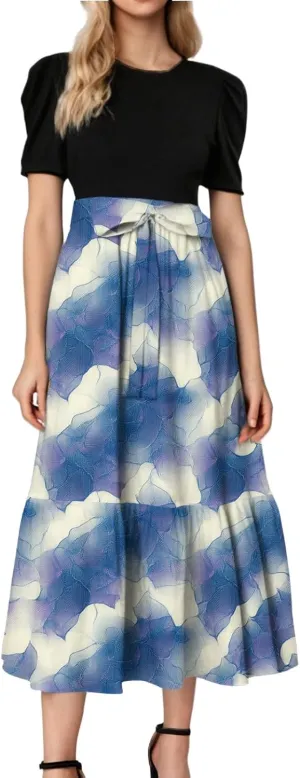Bohemian Maxi Dresses for Women Plus Size Floral Print Wrap Dress Ruffle Hem Trendy Outfit