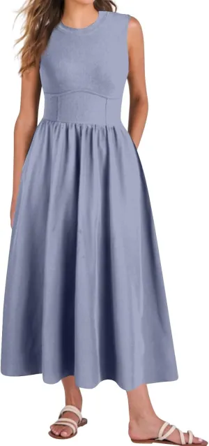 Boho Dress for Women Summer Tank Dress Casual Sundresses High Waist Sleeveless Wrap Dresses Ruffle Dresses with Pocket