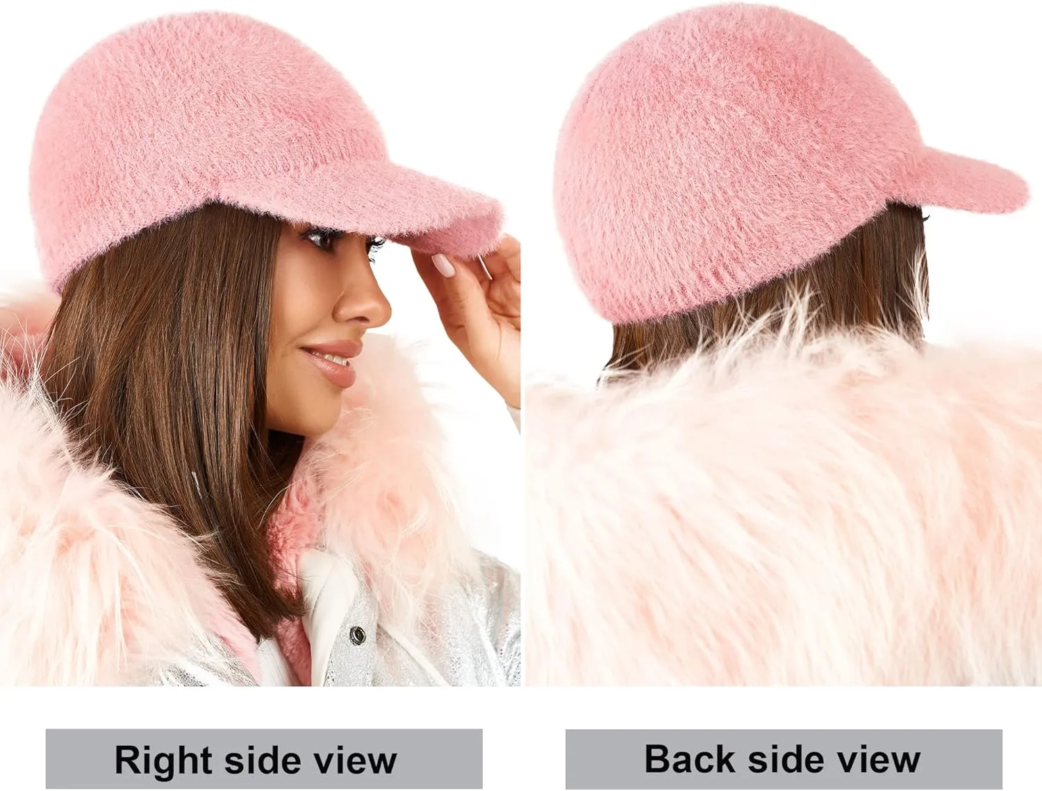 Braxton Beanie Visor - Womens Winter Wool Knit Hat with Brim - Billed Knit Cap Newsboy Hats