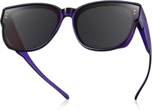 Br’Guras Polarized Oversized Fit over Sunglasses Over Glasses with Cat Eye Frame for Women&Men