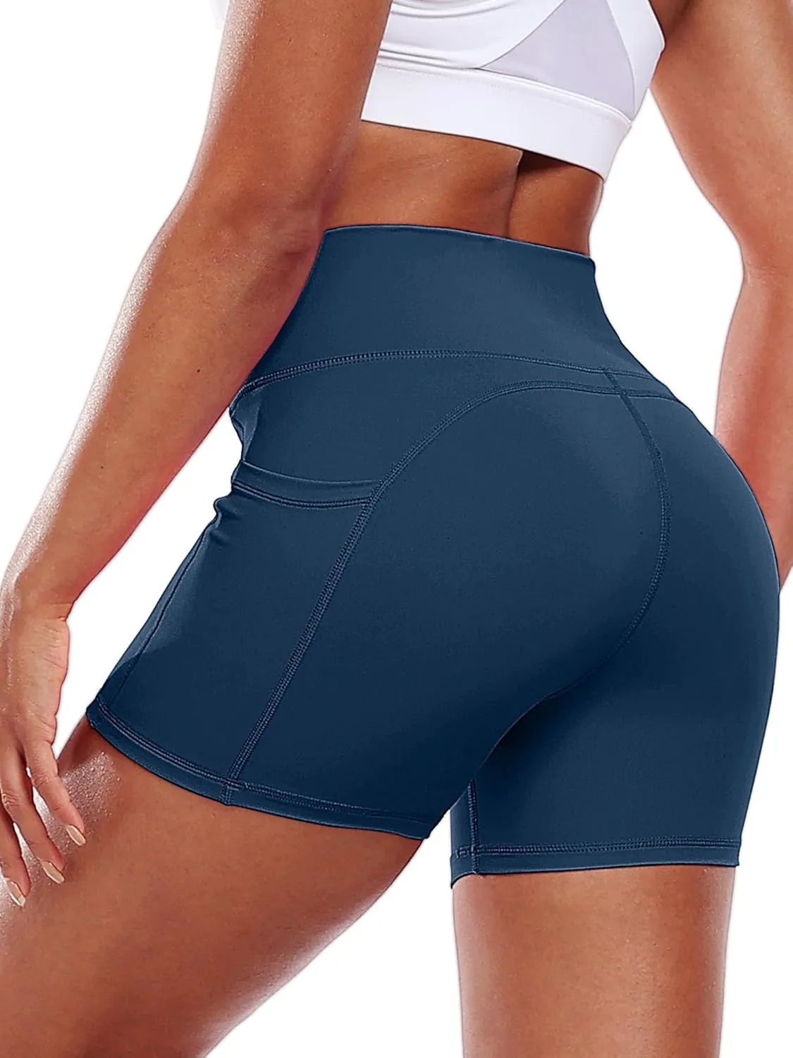 CADMUS Women's Biker Yoga Shorts with Pockets High Waisted Ultra - Comfort Athletic Running Shorts