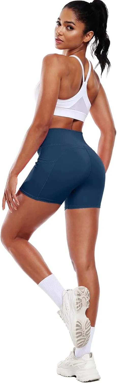CADMUS Women's Biker Yoga Shorts with Pockets High Waisted Ultra - Comfort Athletic Running Shorts