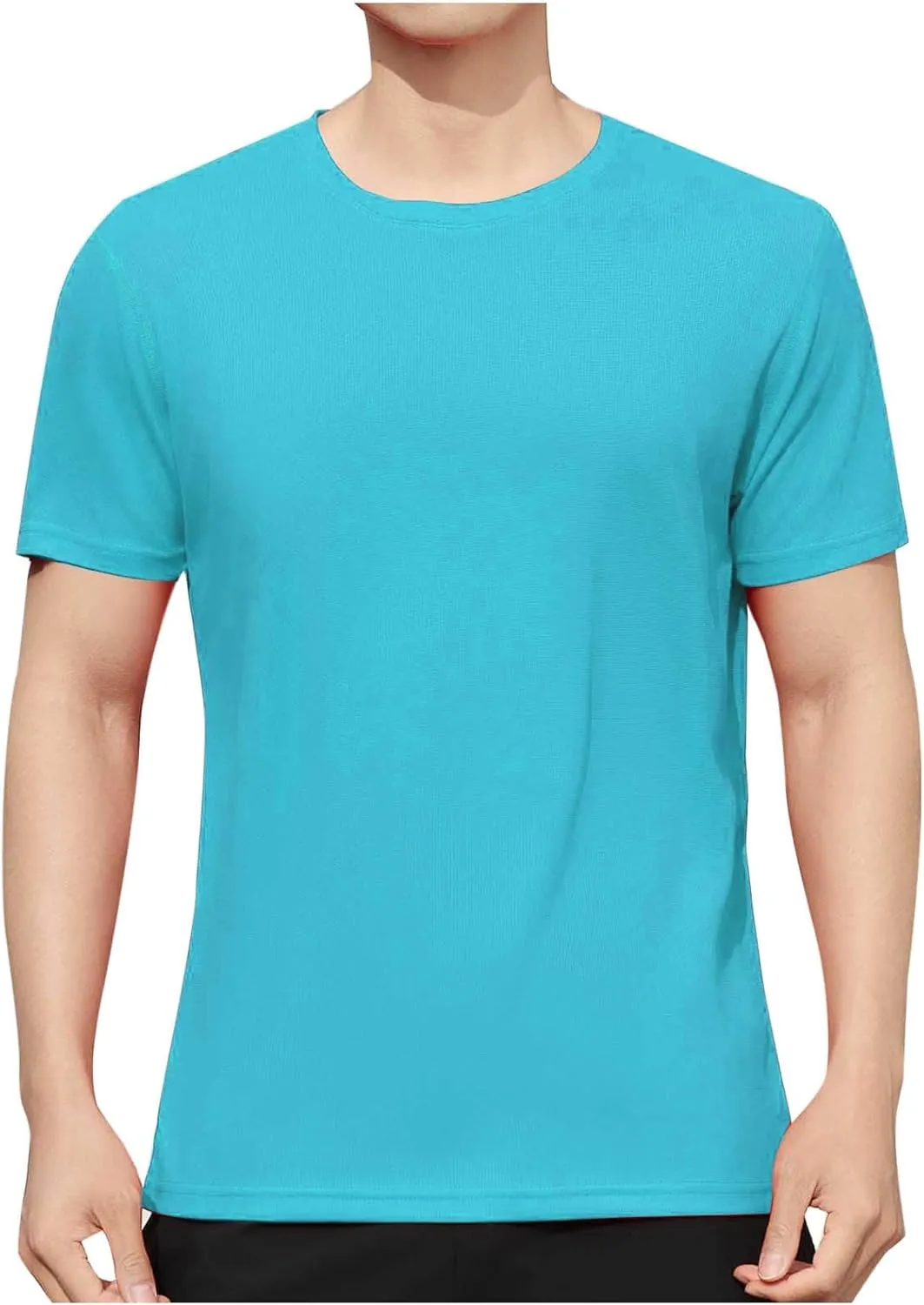 Casual Athletic T-Shirt for Men Solid-Color Short Sleeve Crewneck Summer Tops Workout Lightweight Breathable Tees