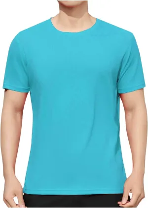 Casual Athletic T-Shirt for Men Solid-Color Short Sleeve Crewneck Summer Tops Workout Lightweight Breathable Tees