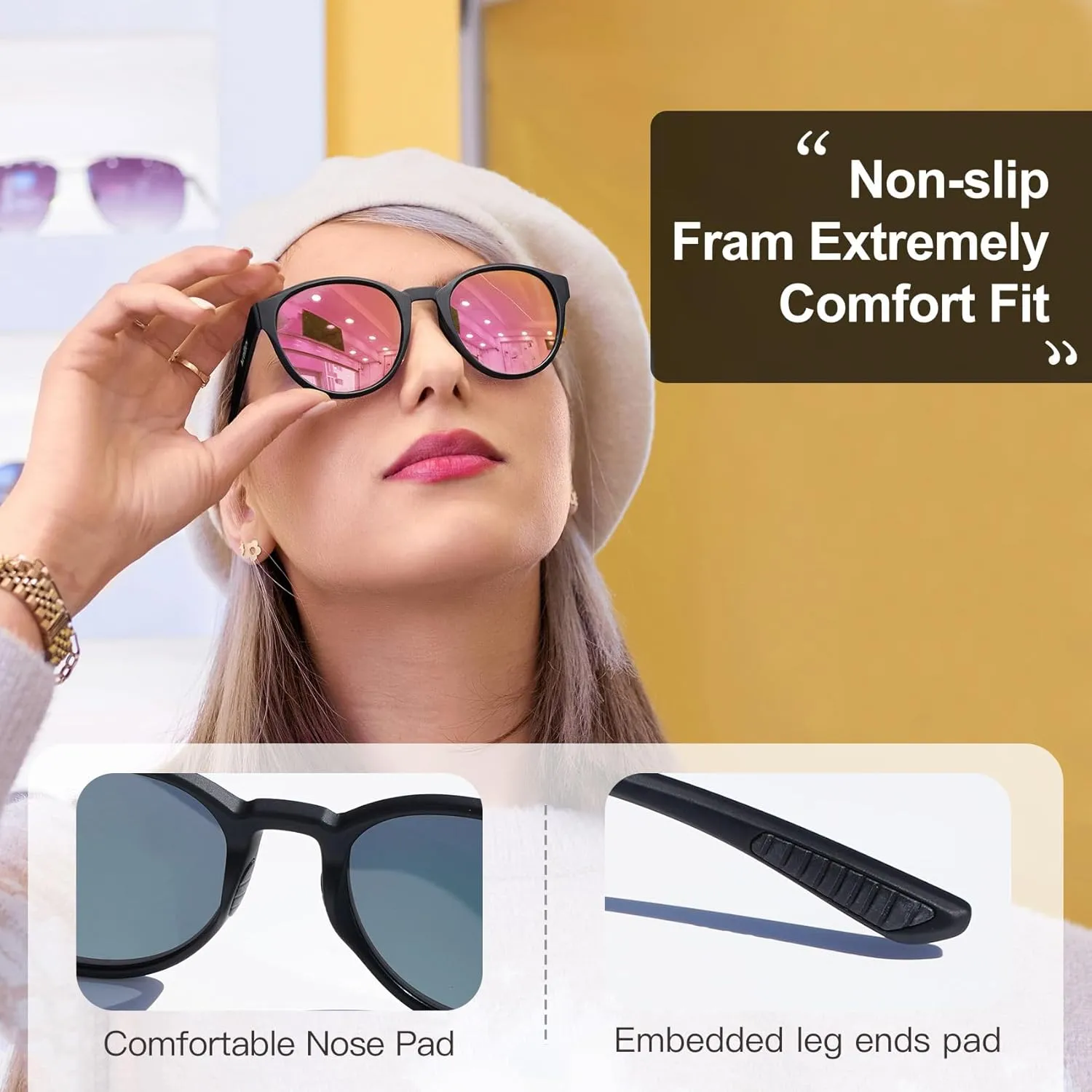 Cat Eye Sunglasses Retro Vintage Eyewear Non-slip Round Sunglasses for Men & Women Polarized/Non-Polarized Lens UV Protection