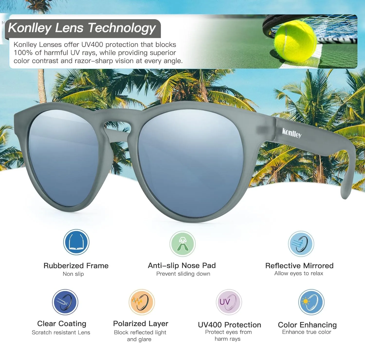 Cat Eye Sunglasses Retro Vintage Eyewear Non-slip Round Sunglasses for Men & Women Polarized/Non-Polarized Lens UV Protection