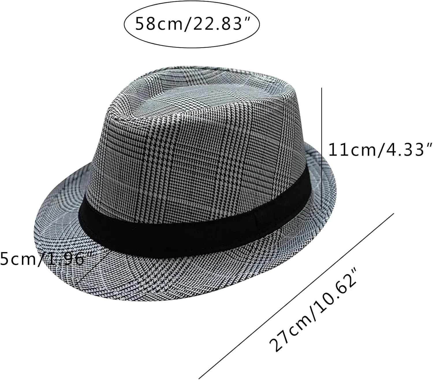 Classic Fedoras Hats Cap Short Brim Panama Jazz Hat for Men Women Costume Accessories,Black