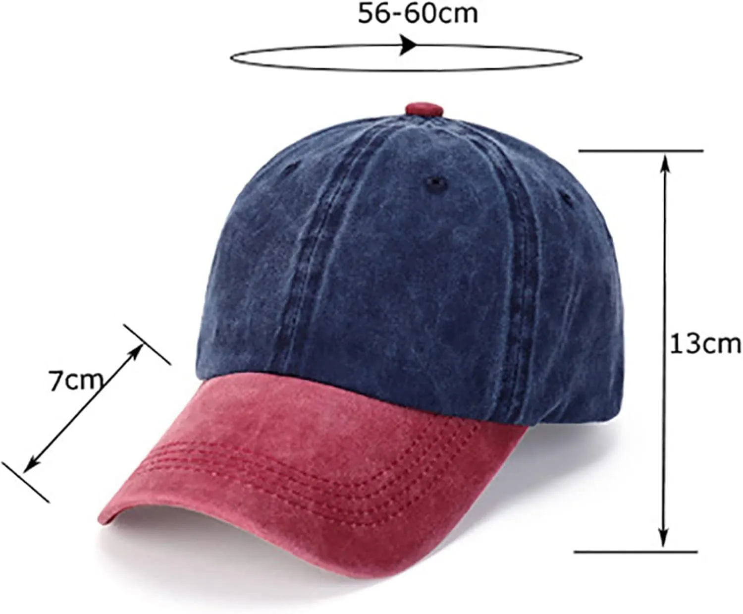 Color Blocking Baseball Cap Washed Distressed Adjustable Hip Hop Hat Outdoor Sports Sunscreen Sun Hats for Women Men