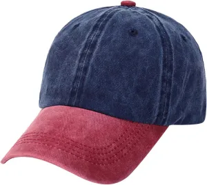 Color Blocking Baseball Cap Washed Distressed Adjustable Hip Hop Hat Outdoor Sports Sunscreen Sun Hats for Women Men