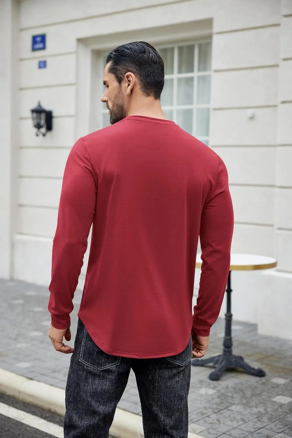 COOFANDY Mens Cotton T-Shirt Crew Neck Long Sleeve Tee Shirts Hipster Hip Hop Longline Casual Tops Gym Muscle Shirts