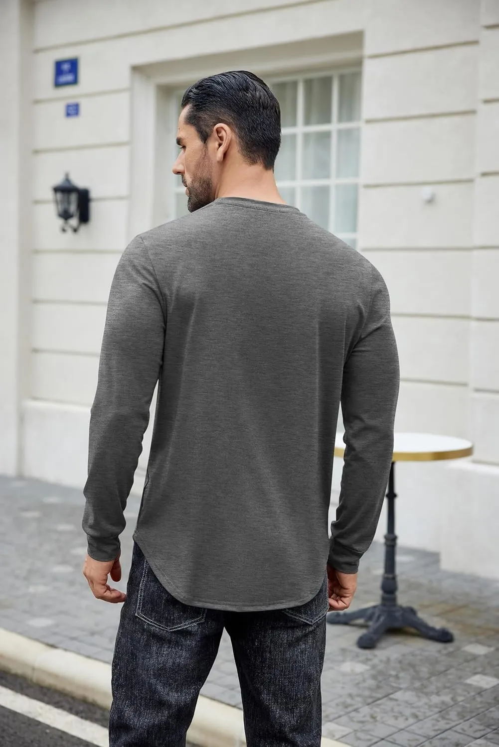 COOFANDY Mens Cotton T-Shirt Crew Neck Long Sleeve Tee Shirts Hipster Hip Hop Longline Casual Tops Gym Muscle Shirts