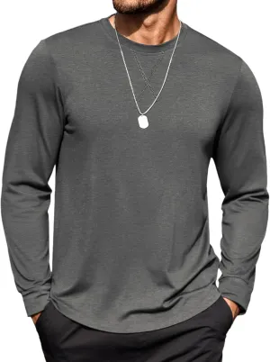 COOFANDY Mens Cotton T-Shirt Crew Neck Long Sleeve Tee Shirts Hipster Hip Hop Longline Casual Tops Gym Muscle Shirts