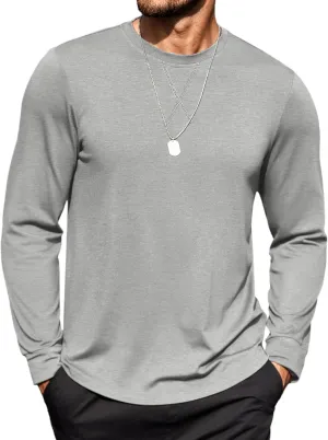 COOFANDY Mens Cotton T-Shirt Crew Neck Long Sleeve Tee Shirts Hipster Hip Hop Longline Casual Tops Gym Muscle Shirts