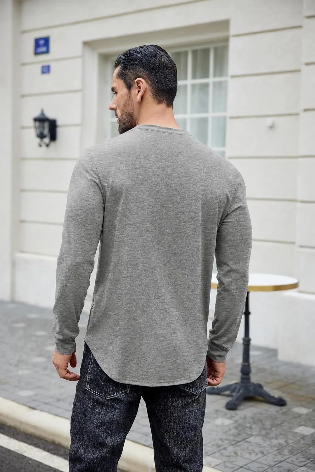 COOFANDY Mens Cotton T-Shirt Crew Neck Long Sleeve Tee Shirts Hipster Hip Hop Longline Casual Tops Gym Muscle Shirts